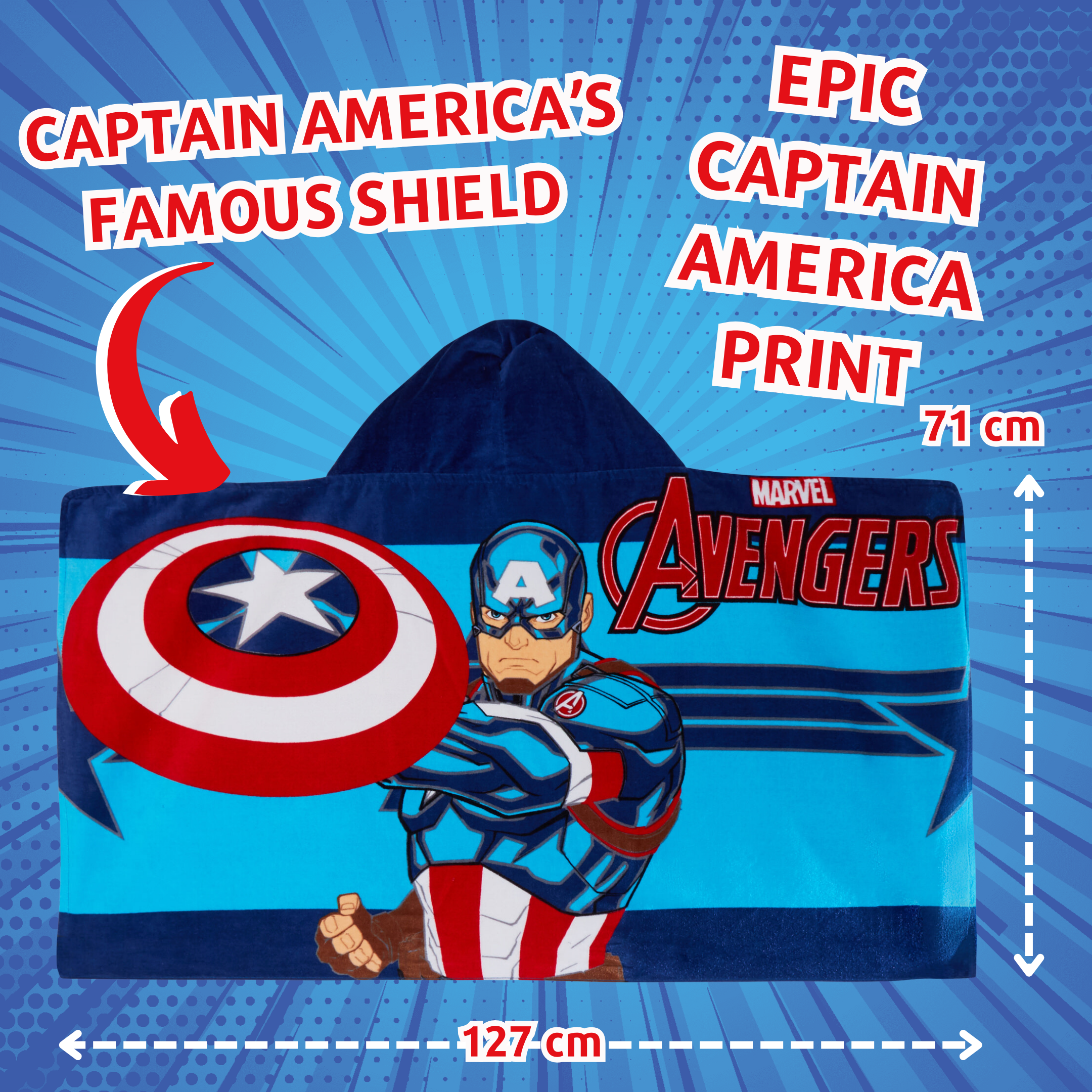Captain America Hooded Towel Avengers Poncho Kids Beach Bath Towel Swimming Wrap