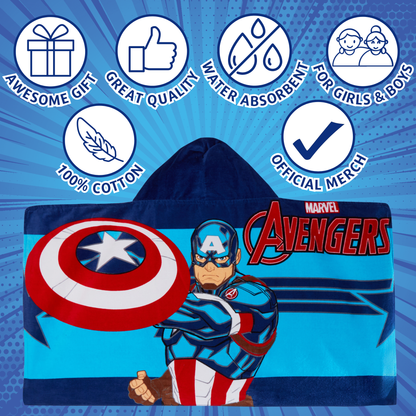 Captain America Hooded Towel Avengers Poncho Kids Beach Bath Towel Swimming Wrap