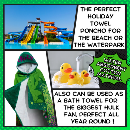 Incredible Hulk Hooded Towel Avengers Poncho Beachtowel Bath Towel Swimming Wrap