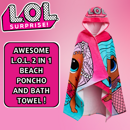 L.O.L Surprise! Dolls Hooded Towel Girls Poncho Cottton Beach Towel Bath Towel