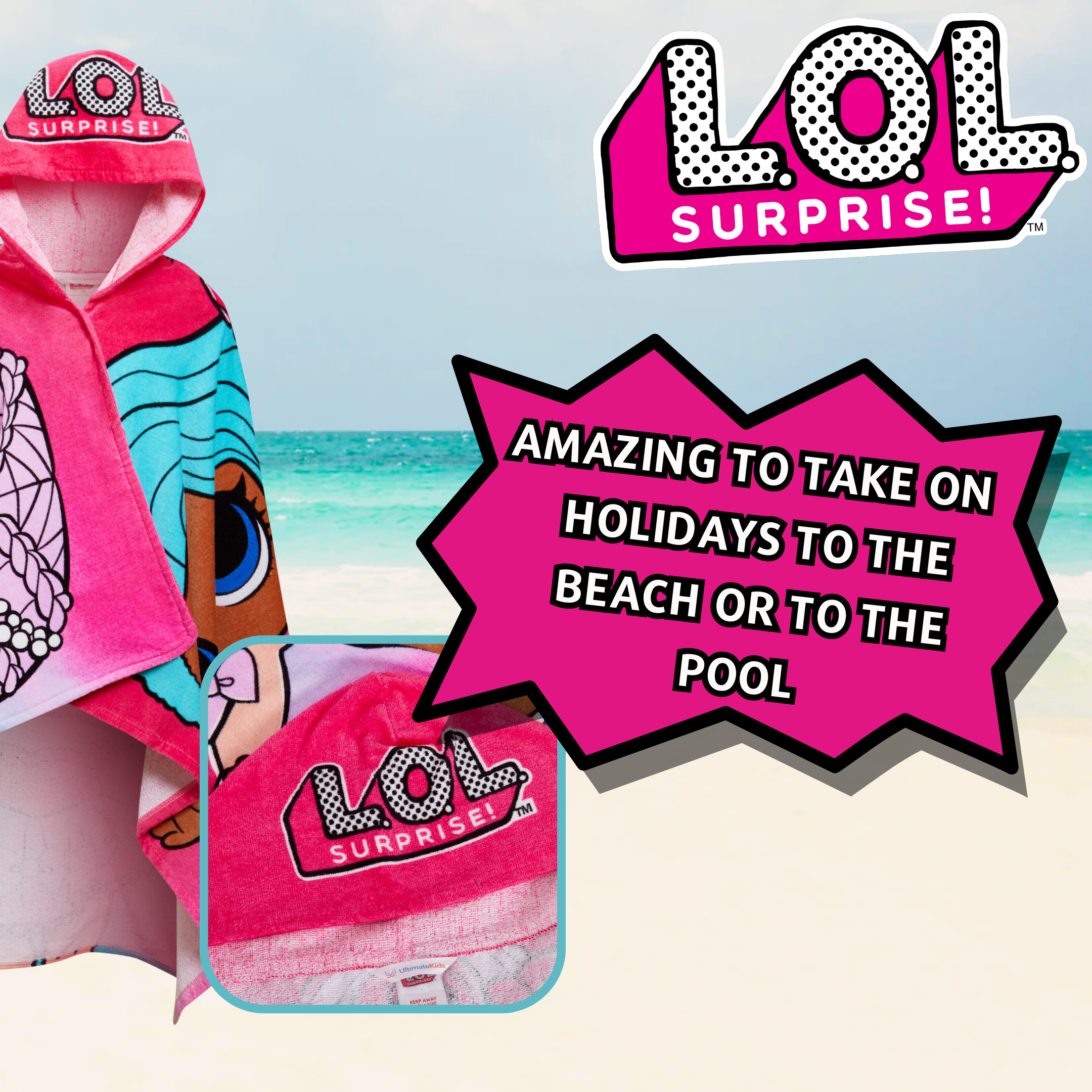 L.O.L Surprise! Dolls Hooded Towel Girls Poncho Cottton Beach Towel Bath Towel
