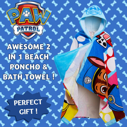 Paw Patrol Hooded Towel Chase Poncho Kids Beach Towel Bath Towel Swimming Wrap
