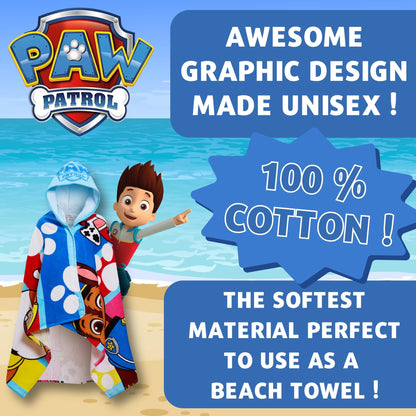 Paw Patrol Hooded Towel Chase Poncho Kids Beach Towel Bath Towel Swimming Wrap