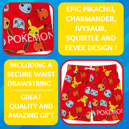 Boys Pokemon Swim Shorts Kids Pikachu Swimming Trunks Holiday Beach Pool Shorts