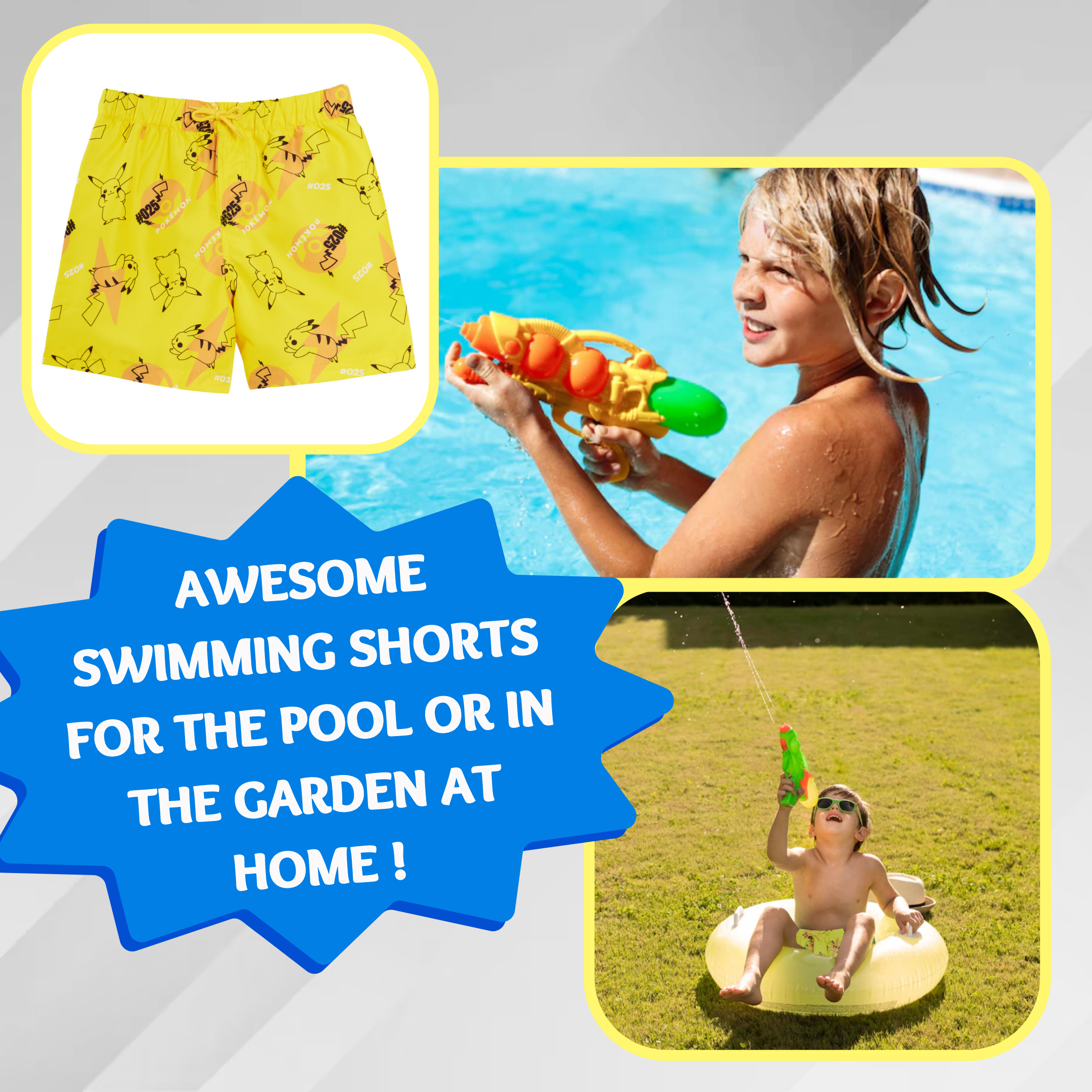 Boys Pikachu Swim Shorts Pokemon Swimming Shorts Kids Trunks Holiday Pool Shorts