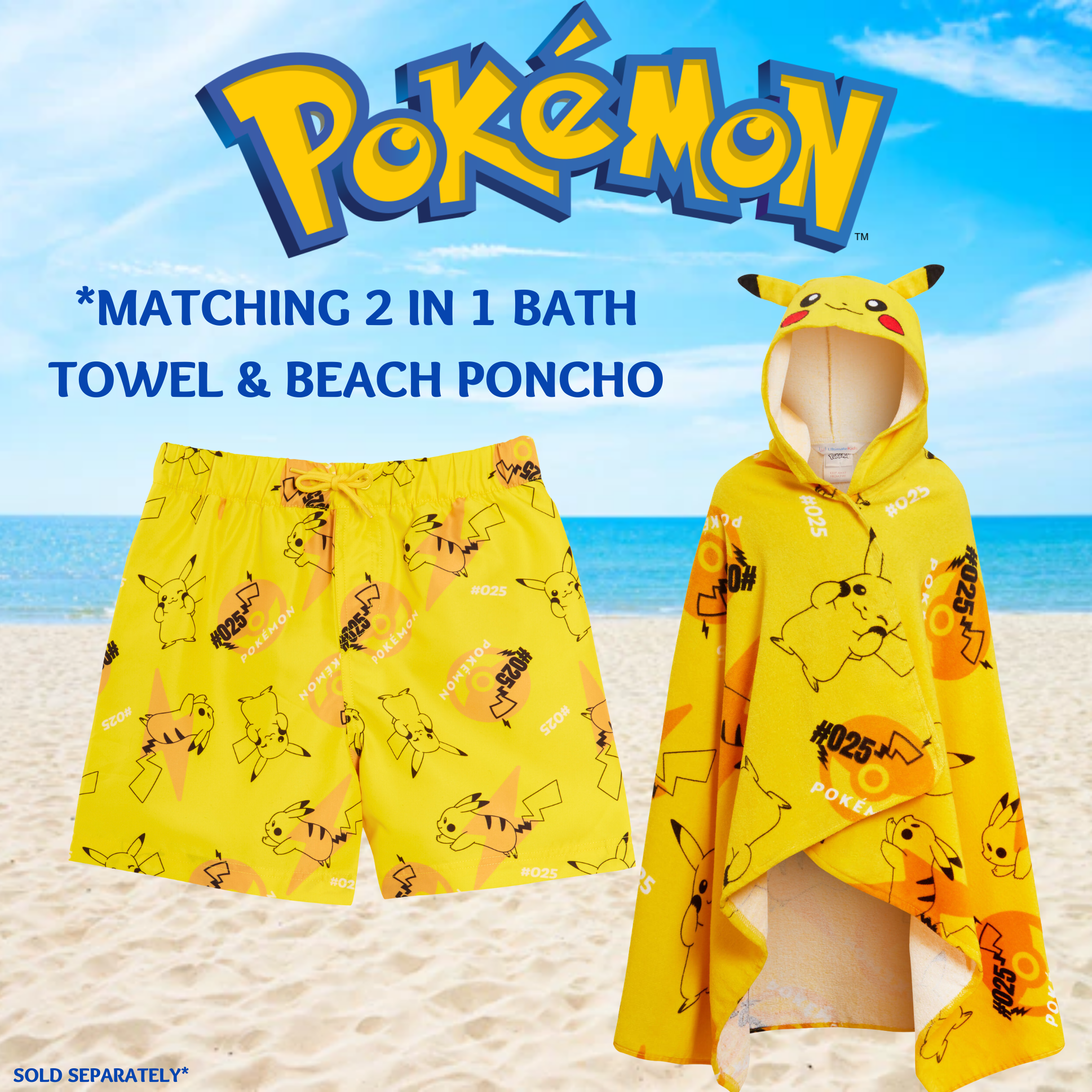 Boys Pikachu Swim Shorts Pokemon Swimming Shorts Kids Trunks Holiday Pool Shorts