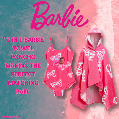 Girls Barbie Swimmming Costume Kids Barbie Pink One Piece Swim Suit Beach Pool