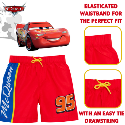 Boys Disney Cars Swim Shorts + Rash Vest Lighnting McQueen 2 Piece Swim Set