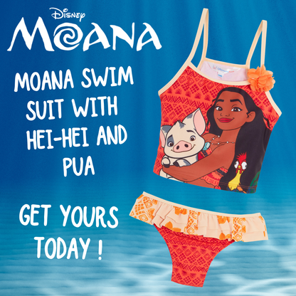 Girls Disney Moana Tankini Kids Deluxe Two Piece Swimming Costume Beach Swimsuit