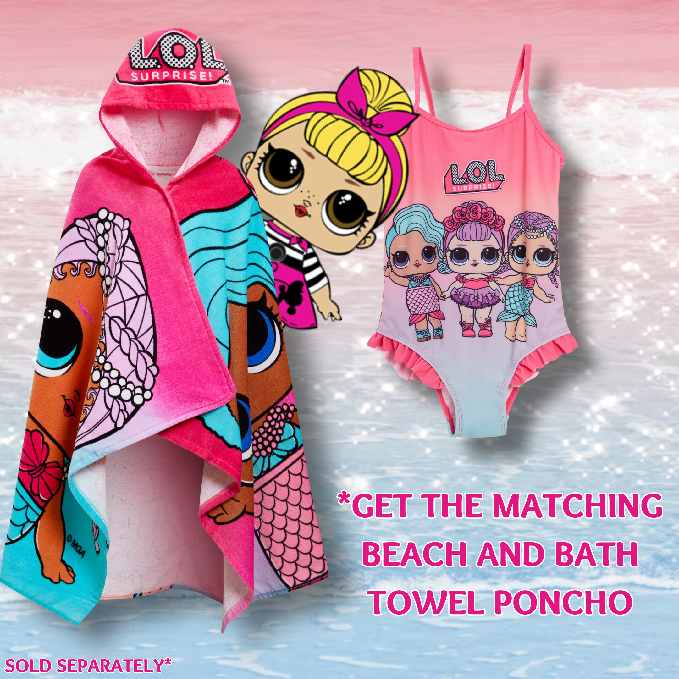 Girls L.O.L Surprise! Swimming Costume LOL Mermaid One Piece Swimsuit Swimwear