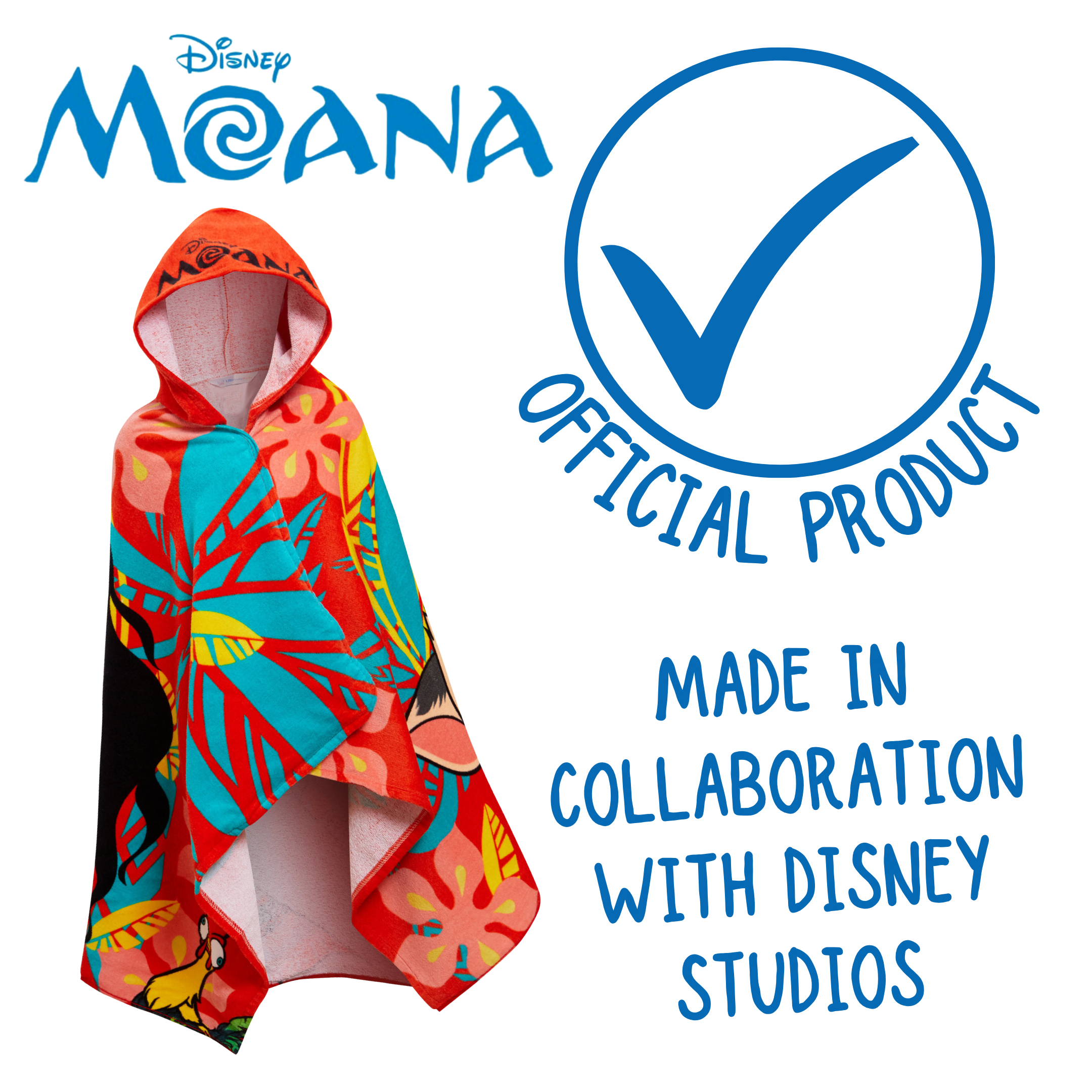 Disney Moana Hooded Towel Girls Poncho Kids Beach Towel Bath Towel Swimming Wrap