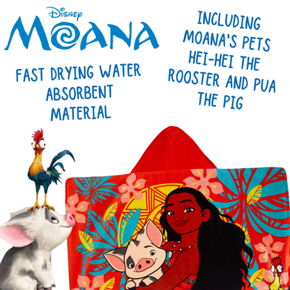Disney Moana Hooded Towel Girls Poncho Kids Beach Towel Bath Towel Swimming Wrap