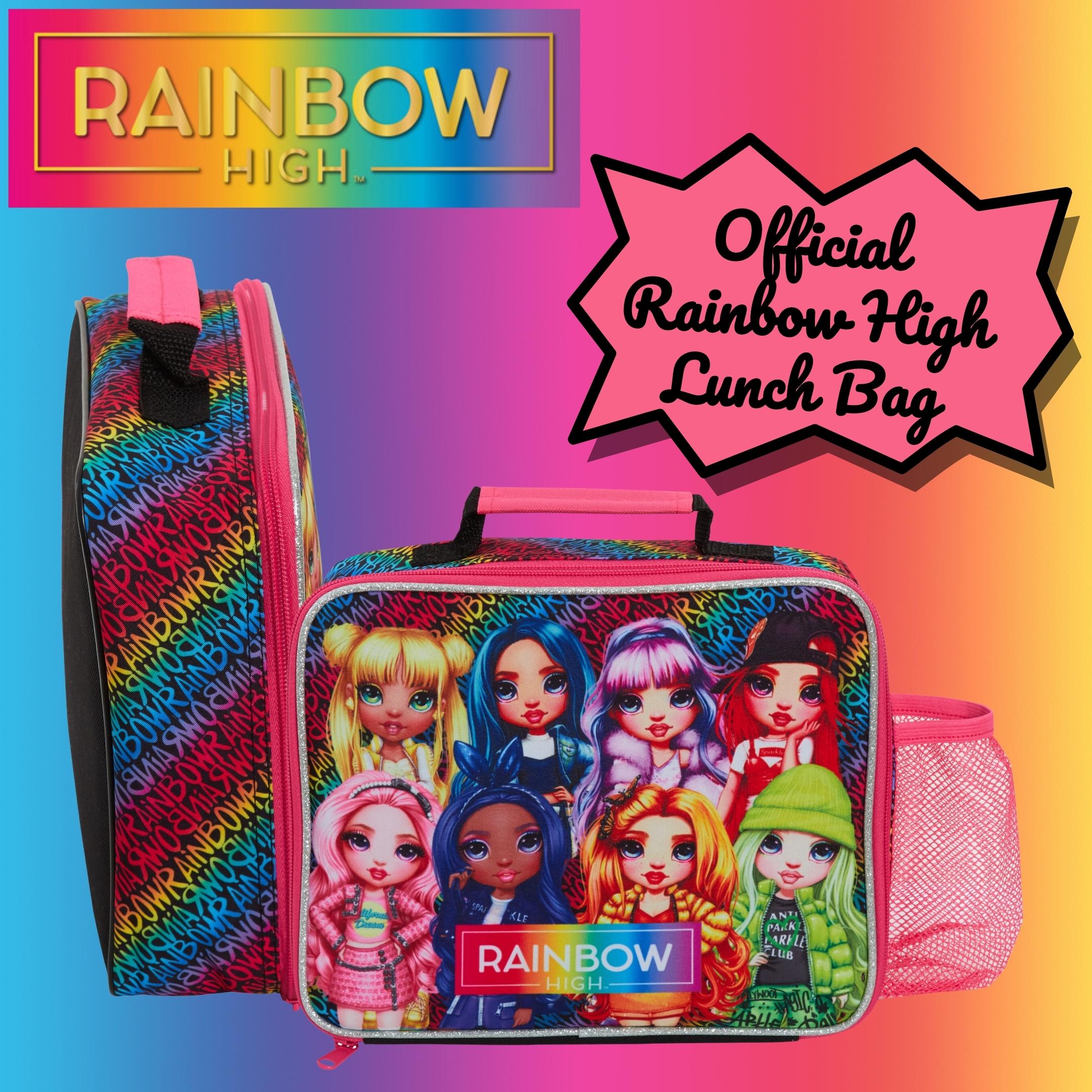 Rainbow High Lunch Bag with Bottle Holder Girls School Insulated Cooler Lunchbox