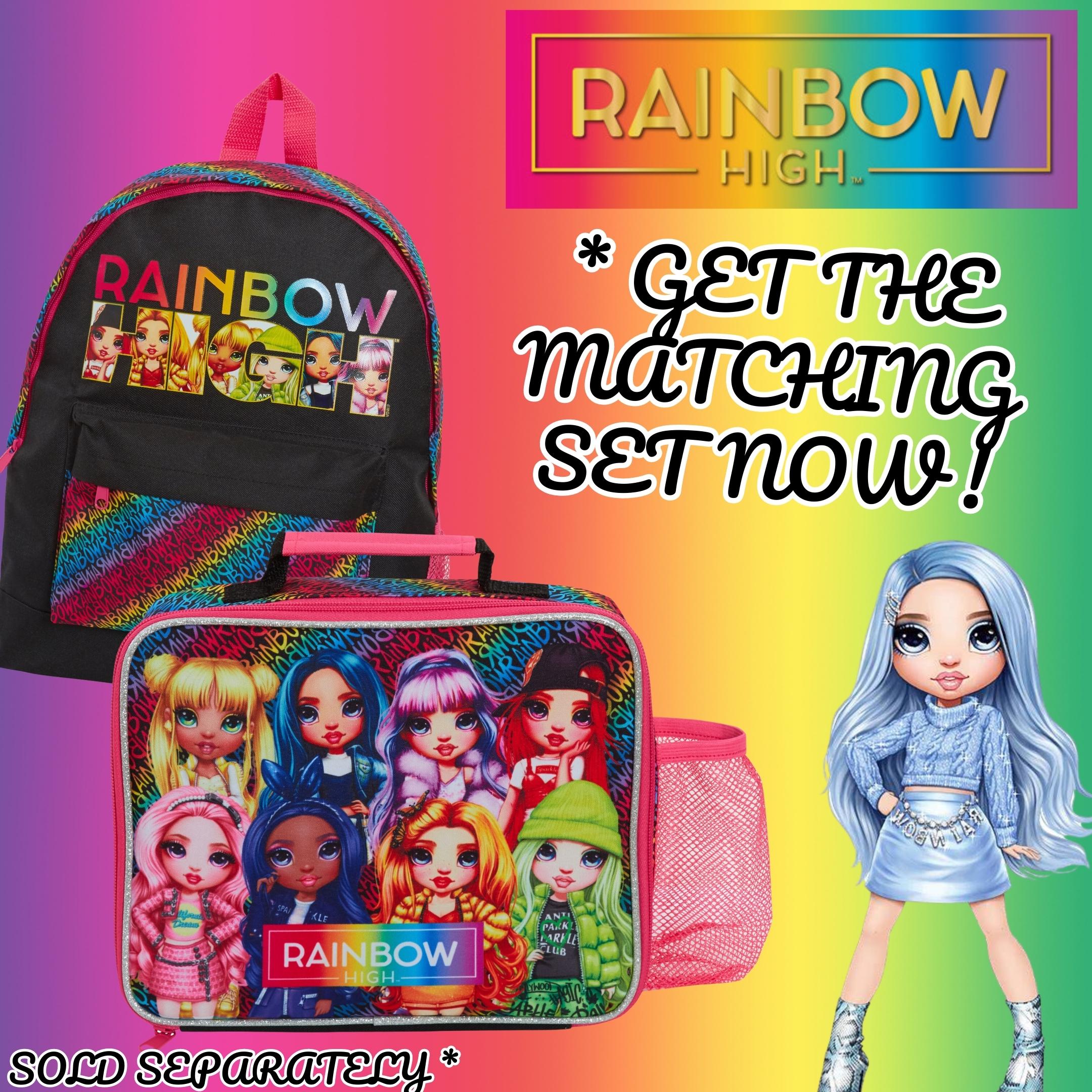 Rainbow High Lunch Bag with Bottle Holder Girls School Insulated Cooler Lunchbox