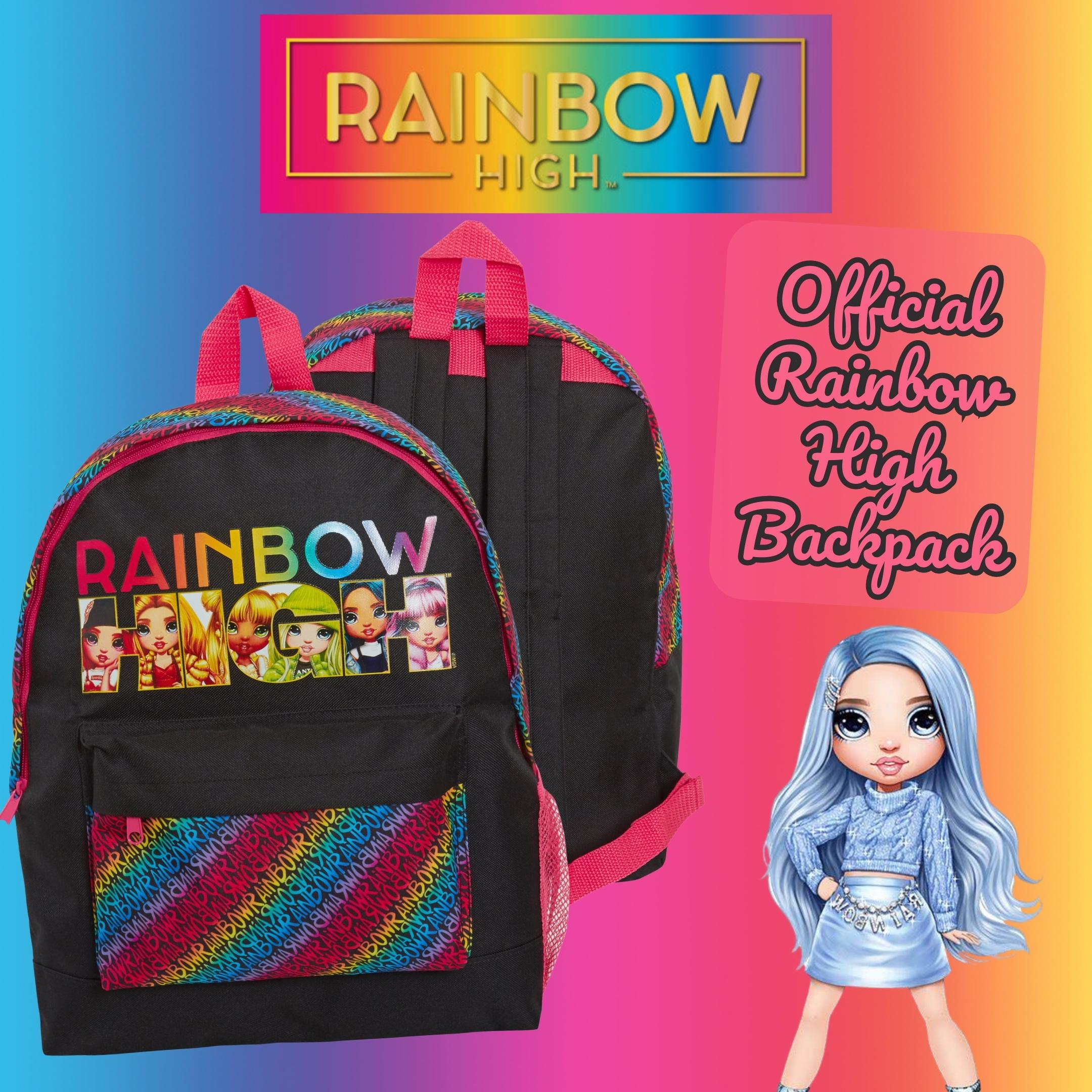Rainbow High Backpack for Girls School Bag Large Rucksack Lunch Book Travel Bag