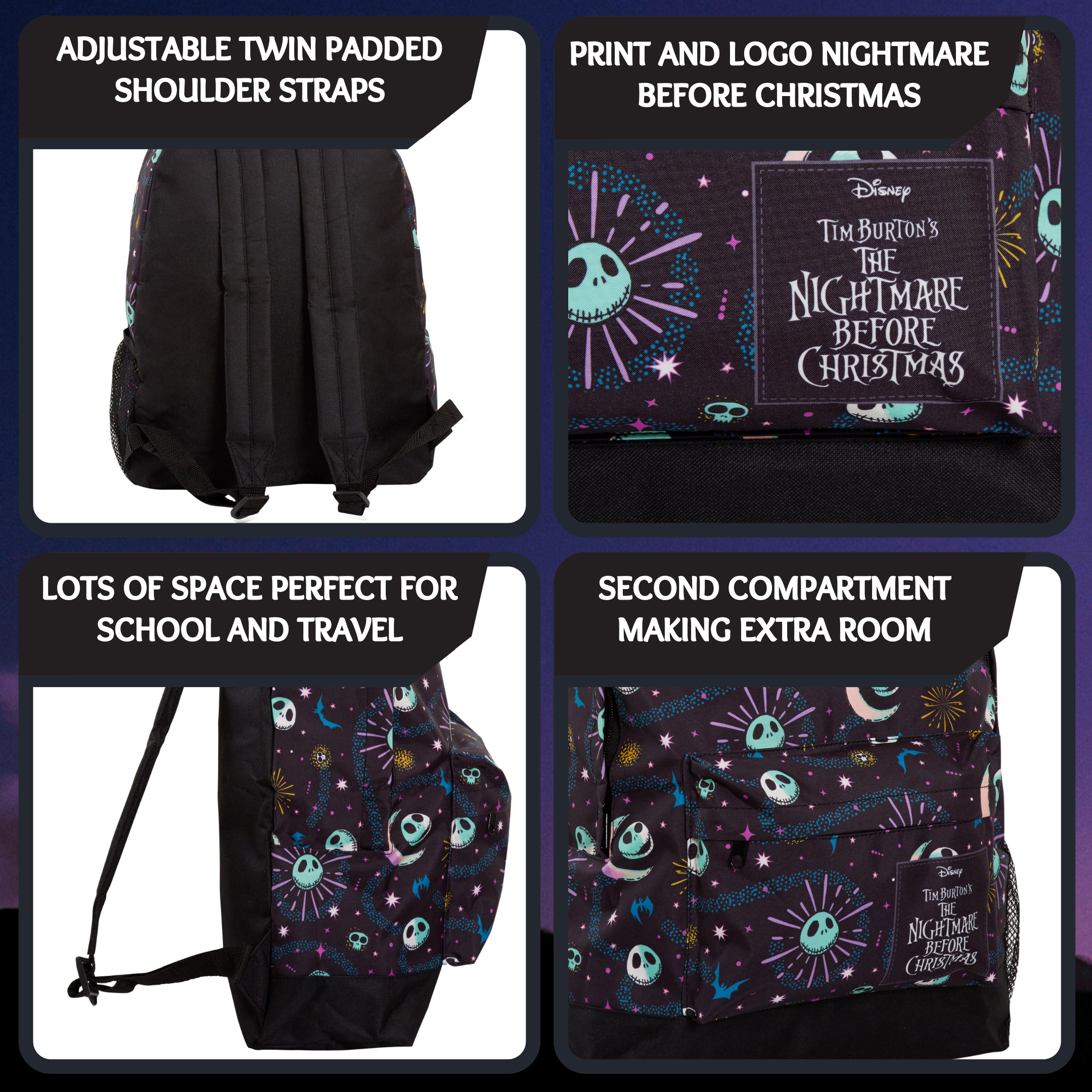 The Nightmare Before Christmas Backpack Kids Adults Jack Skellington School Bag