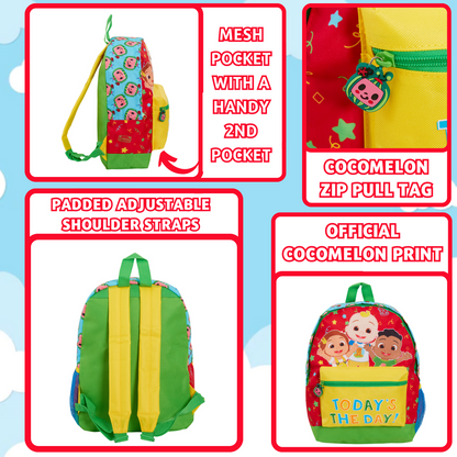 Boys Girls Cocomelon Backpack Kids Character Nursery Rucksack Travel Lunch Bag