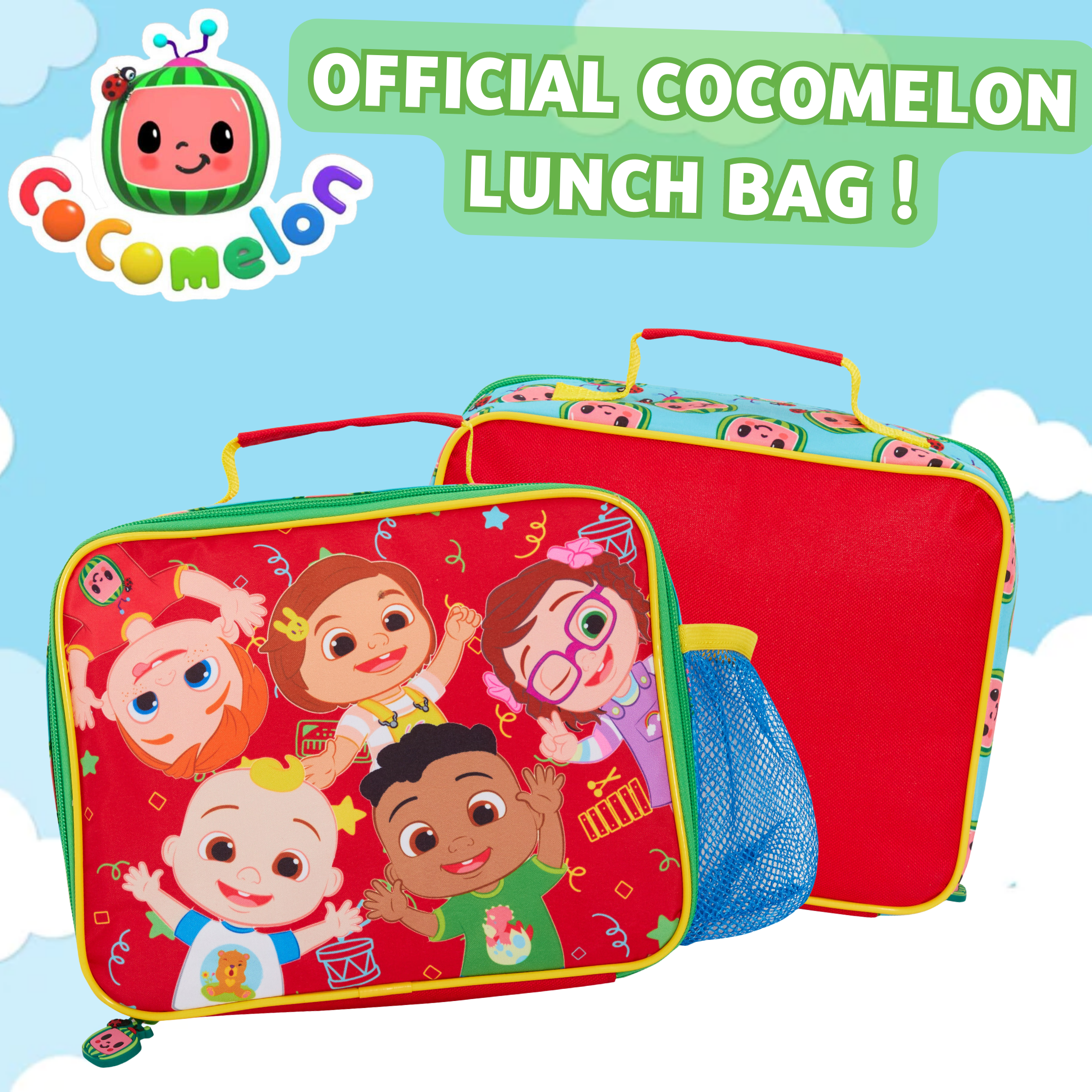 Cocomelon Lunch Bag with Bottle Holder Unisex JJ Lunch Box Nursery Cooler Bag