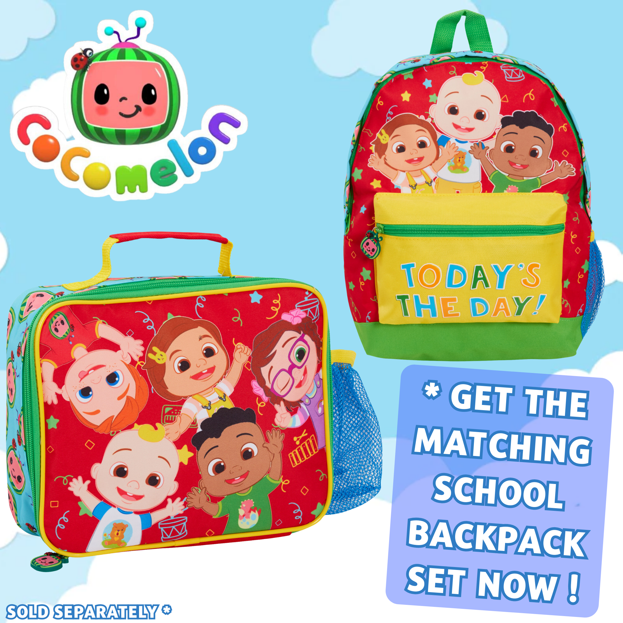 Cocomelon Lunch Bag with Bottle Holder Unisex JJ Lunch Box Nursery Cooler Bag
