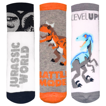 Boys Jurassic World 3 Pack Socks Kids Dinosaur Multipack Ankle Socks For Kids