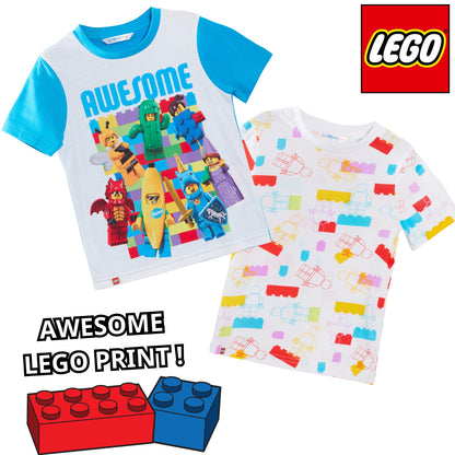 Kids 3 Pack Lego T-Shirts Boys Girls Official Lego Multipack Tops Summer Tees
