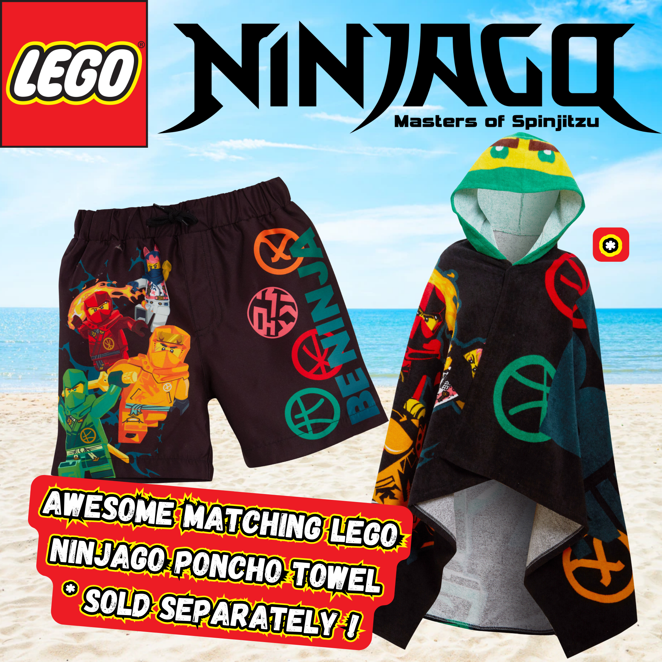 Boys LEGO Ninjago Swim Shorts LEGO Swimming Shorts Kids Trunks Pool Board Shorts