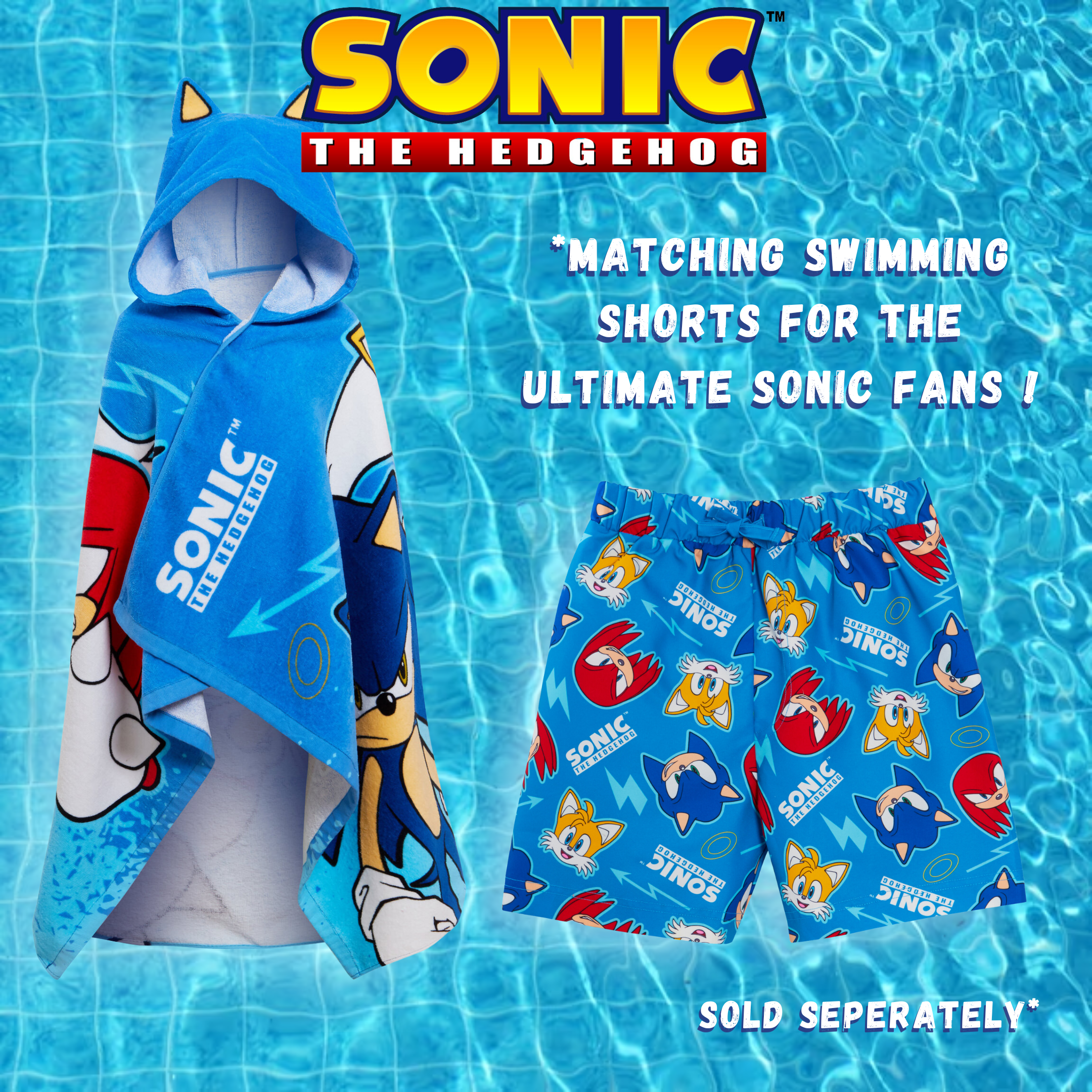 Sonic The Hedgehog Hooded Towel Kids Poncho Beachtowel Bath Towel Swimming Wrap