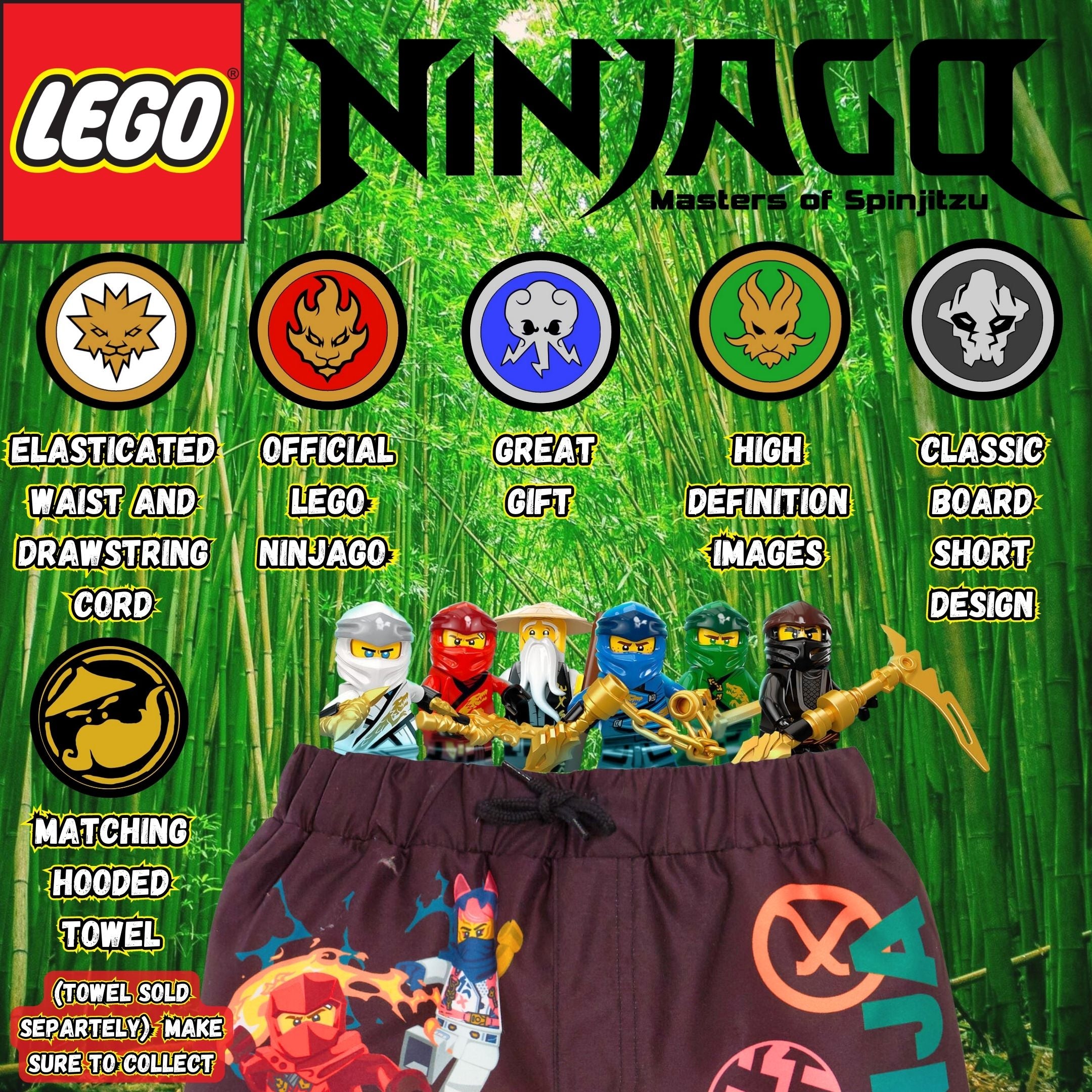 Boys LEGO Ninjago Swim Shorts LEGO Swimming Shorts Kids Trunks Pool Board Shorts
