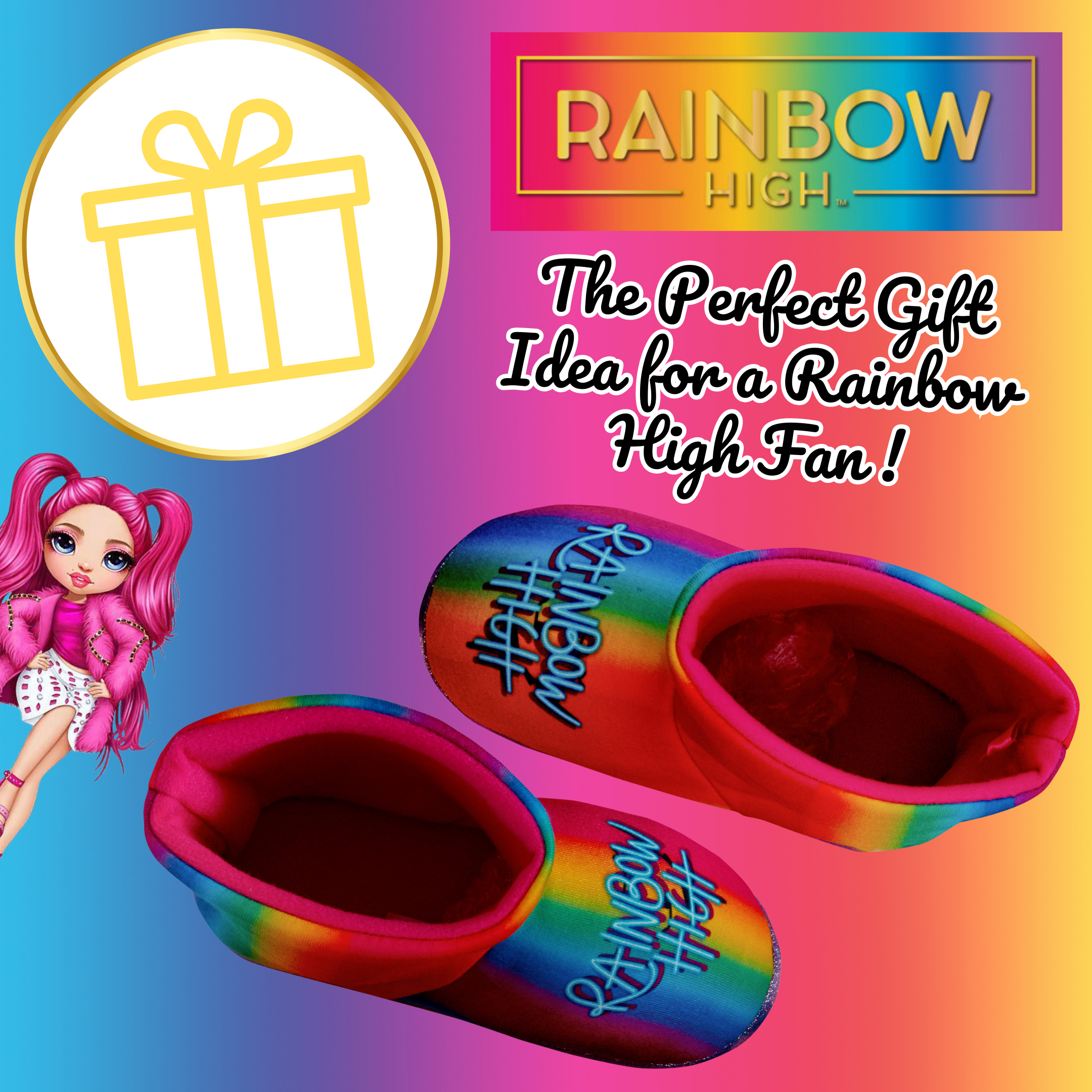 Girls Rainbow High Slipper Boots For Kids Slippers Fleece Booties House Shoes