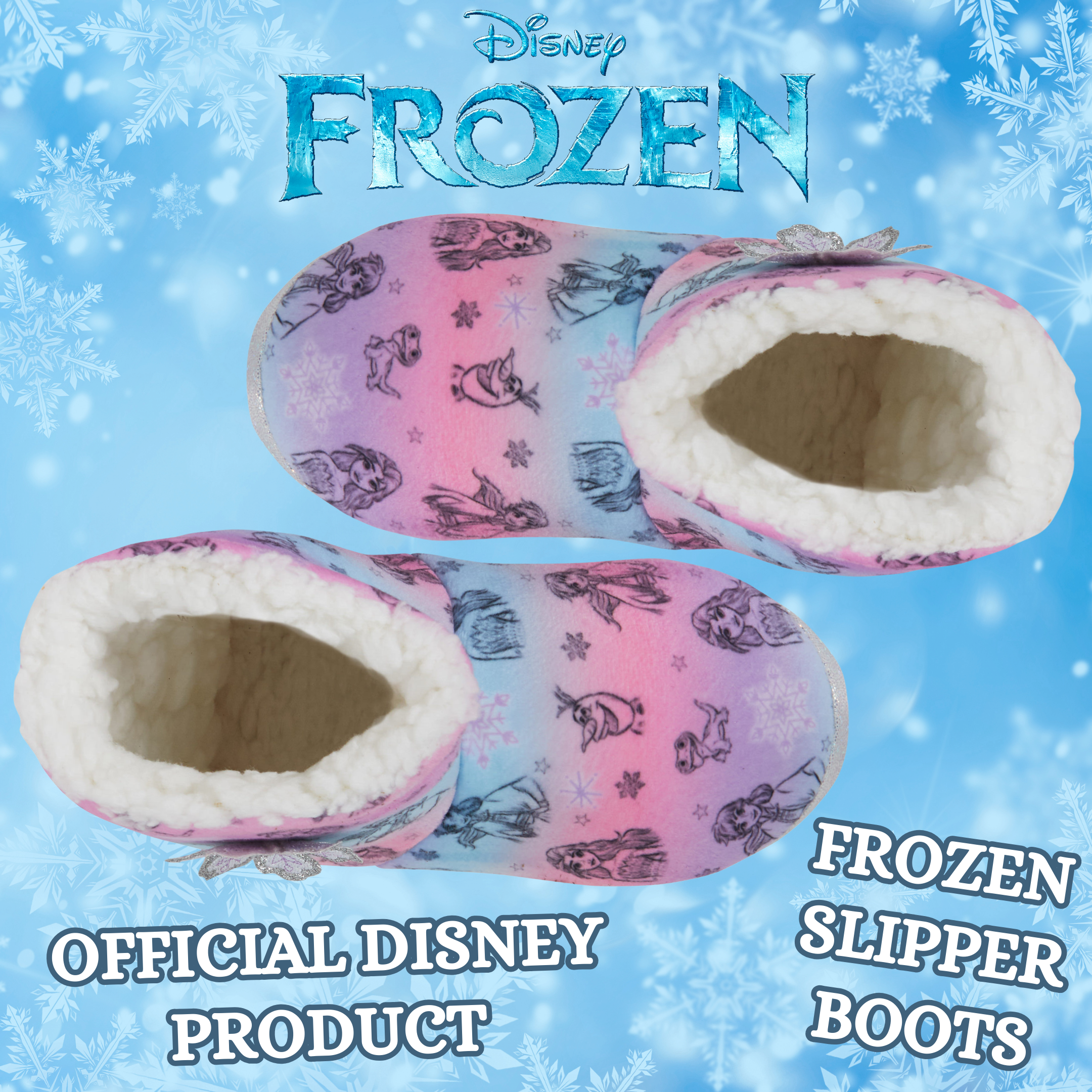 Girls Disney Frozen Slipper Boots Elsa Anna Slippers Warm Fleece Booties Gift