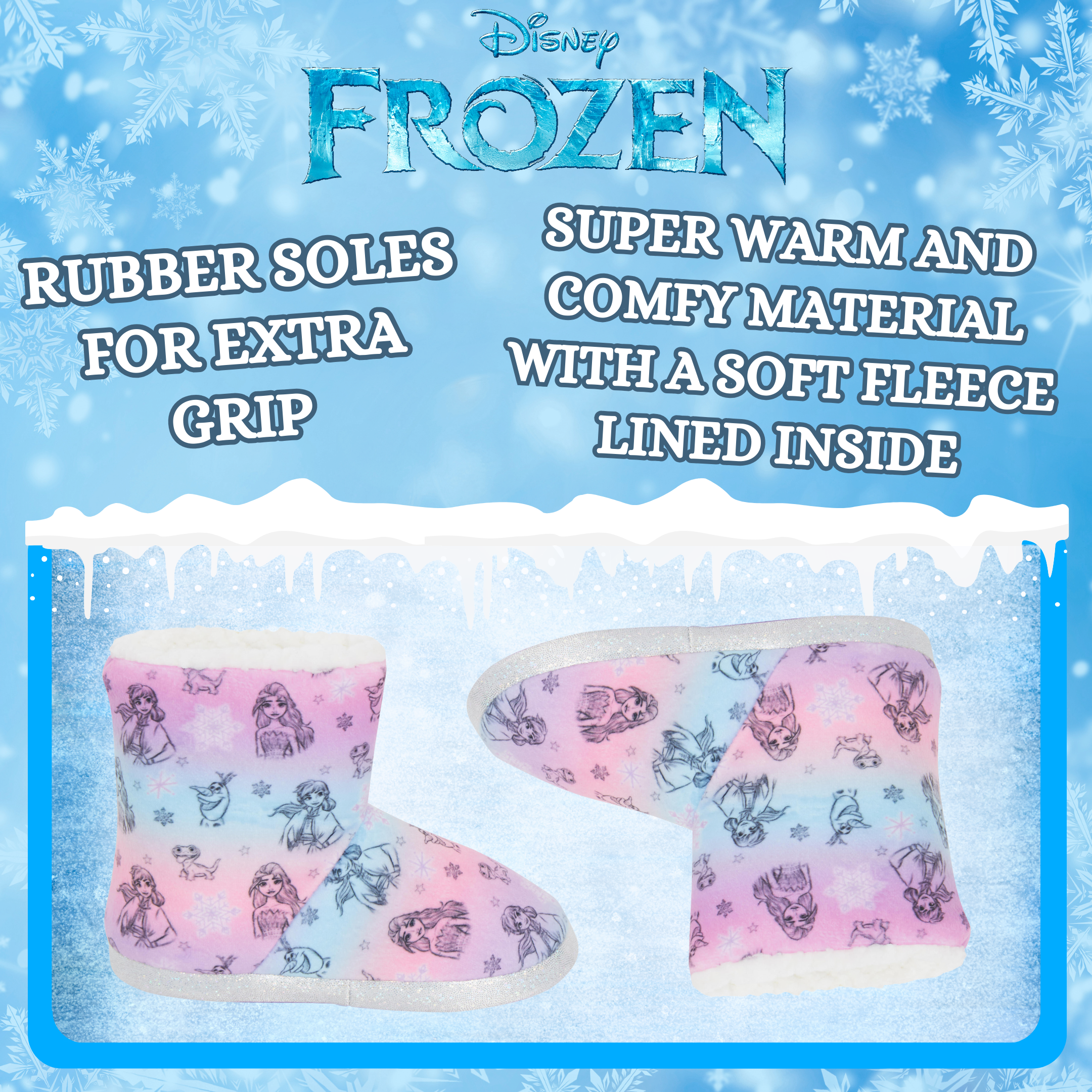 Girls Disney Frozen Slipper Boots Elsa Anna Slippers Warm Fleece Booties Gift