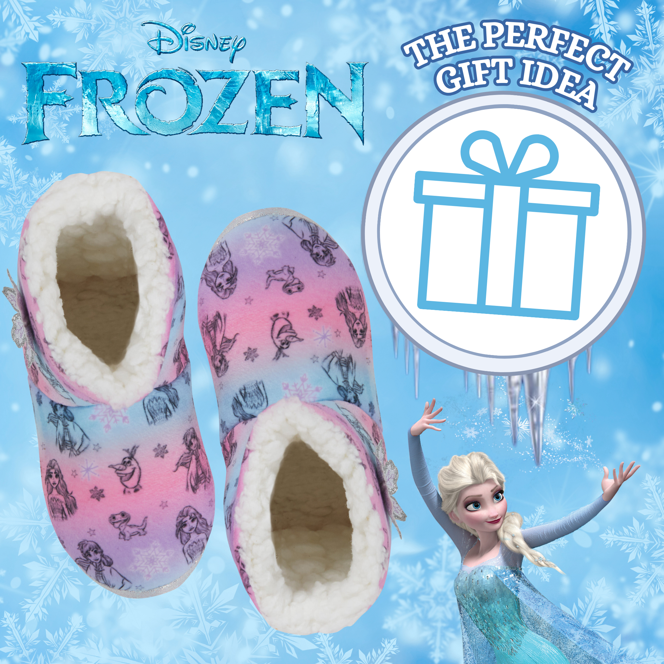 Girls Disney Frozen Slipper Boots Elsa Anna Slippers Warm Fleece Booties Gift