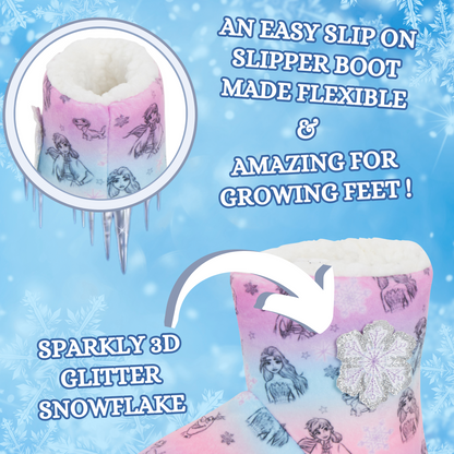 Girls Disney Frozen Slipper Boots Elsa Anna Slippers Warm Fleece Booties Gift