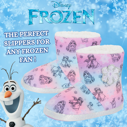 Girls Disney Frozen Slipper Boots Elsa Anna Slippers Warm Fleece Booties Gift