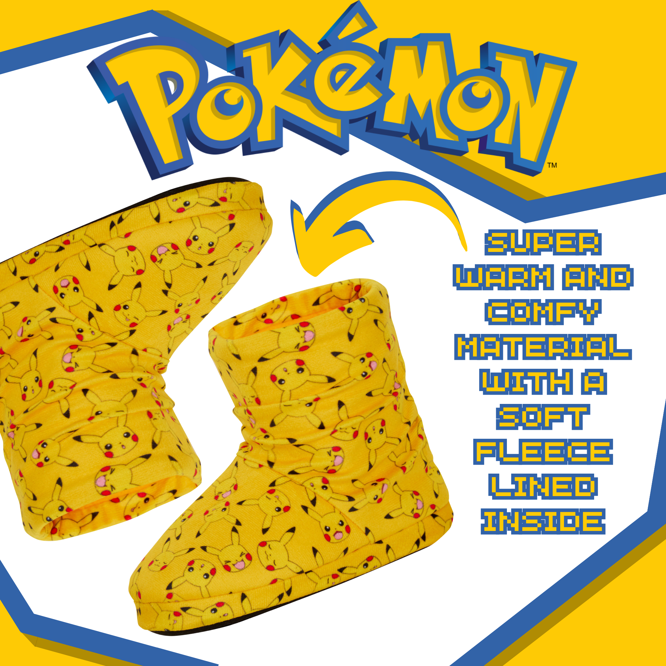 Pokemon Pikachu Slipper Boots Kids Slippers Slouch Gamer Fleece Slippers Socks
