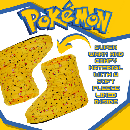 Pokemon Pikachu Slipper Boots Kids Slippers Slouch Gamer Fleece Slippers Socks