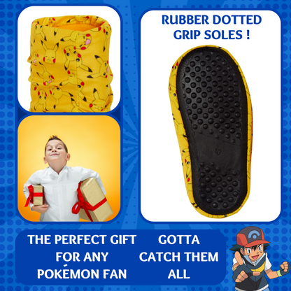Pokemon Pikachu Slipper Boots Kids Slippers Slouch Gamer Fleece Slippers Socks