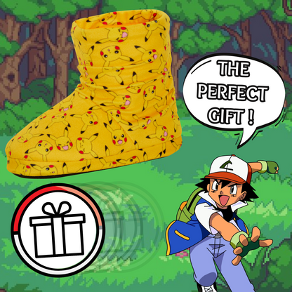 Pokemon Pikachu Slipper Boots Kids Slippers Slouch Gamer Fleece Slippers Socks