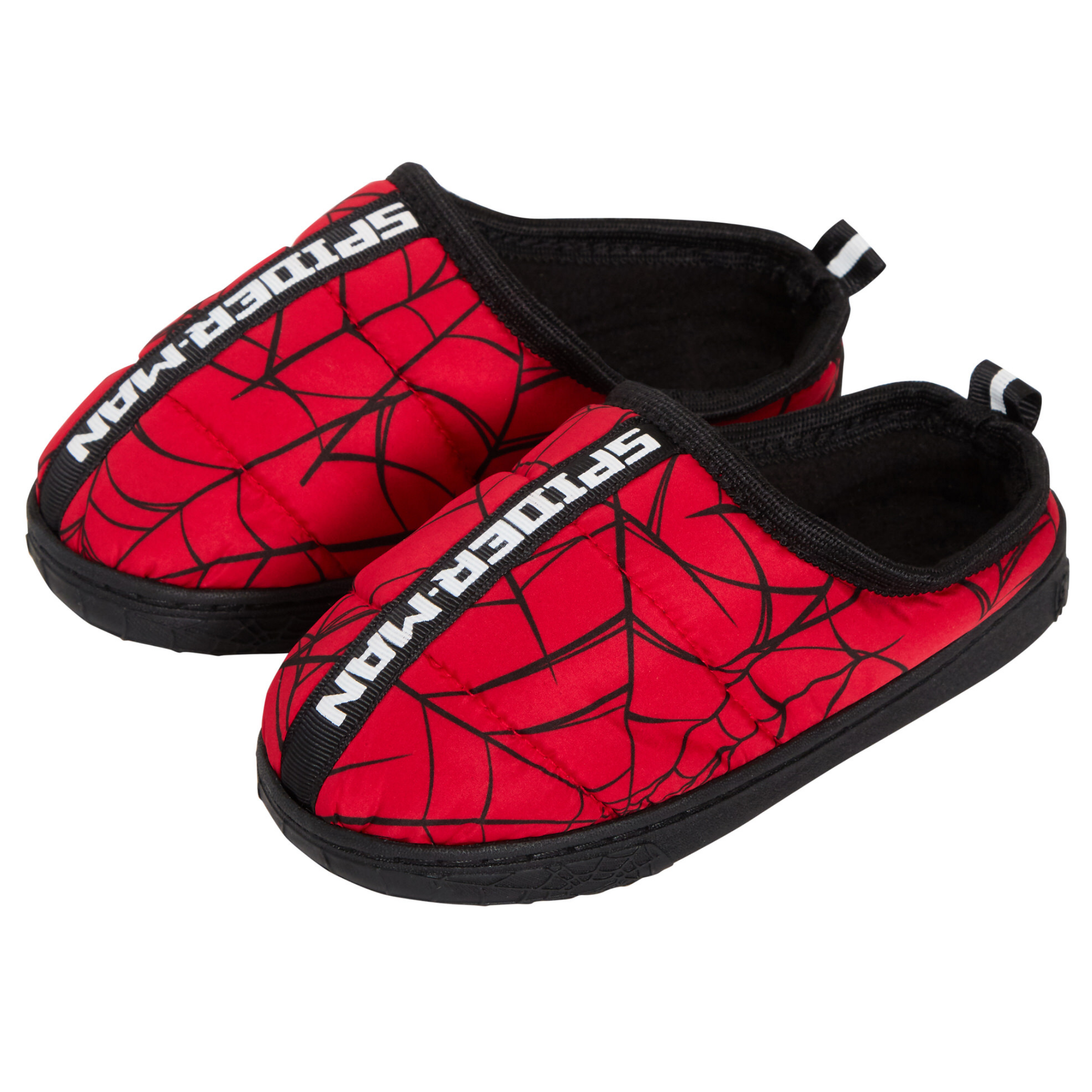 Boys Spider-Man Slippers Kids Marvel Quilted Fleece Lined Slip On House Shoes