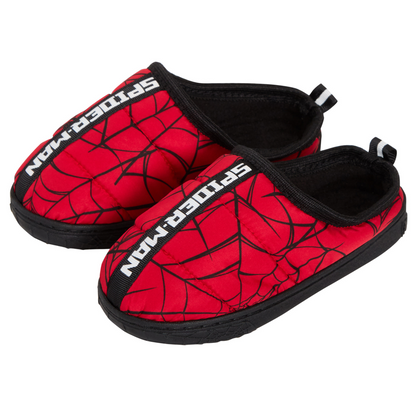 Boys Spider-Man Slippers Kids Marvel Quilted Fleece Lined Slip On House Shoes