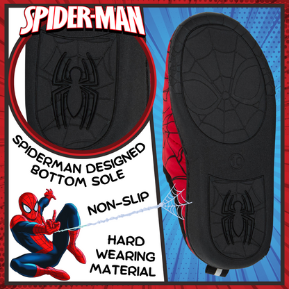 Boys Spider-Man Slippers Kids Marvel Quilted Fleece Lined Slip On House Shoes