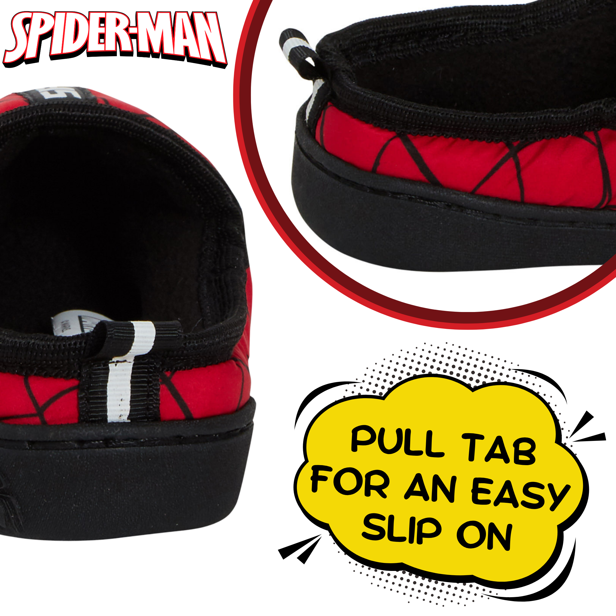 Boys Spider-Man Slippers Kids Marvel Quilted Fleece Lined Slip On House Shoes