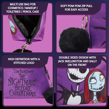 Nightmare Before Christmas Make Up Bag Cosmetic Lined Toiletries Bag Pencil Case