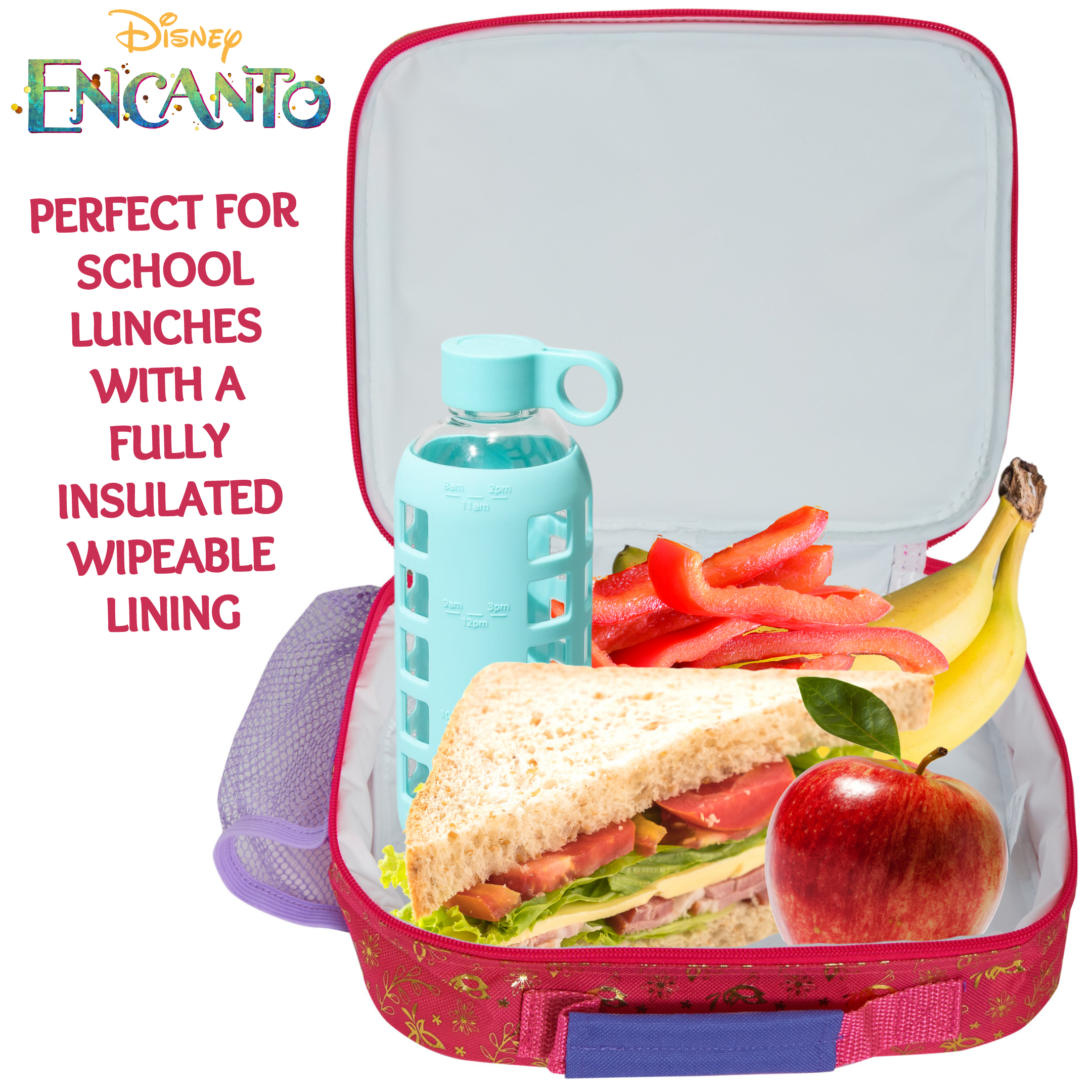 Disney Encanto Lunch Bag Bottle Holder Girls School Insulated Cooler Lunchbox