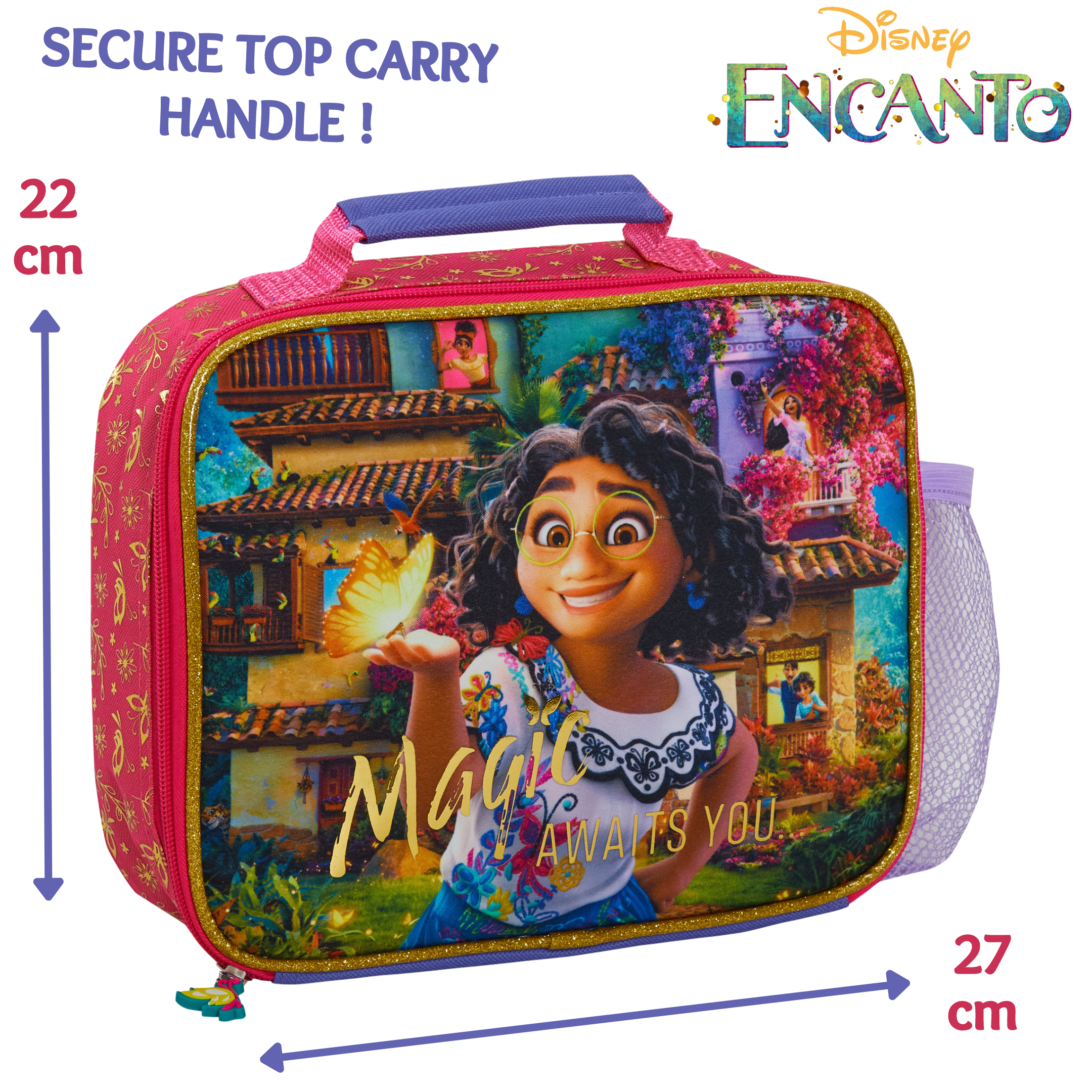Disney Encanto Lunch Bag Bottle Holder Girls School Insulated Cooler Lunchbox