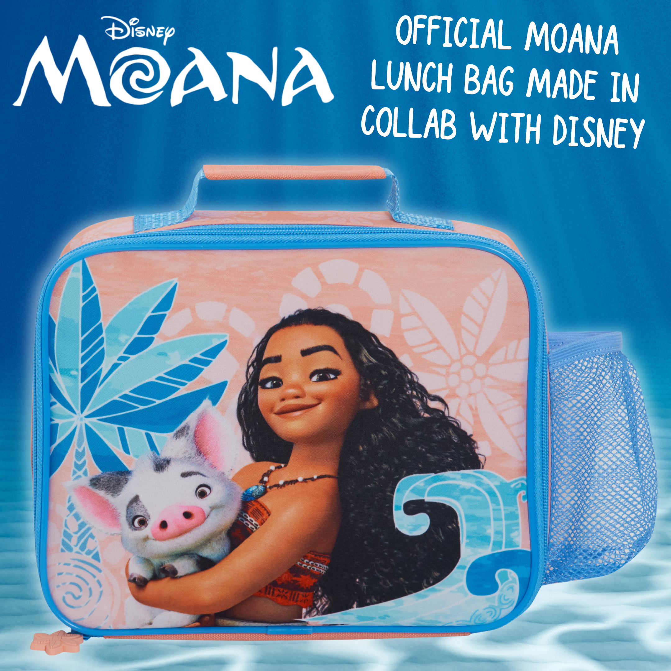 Disney Moana Lunch Bag with Bottle Holder Girls School Insulated Cooler Lunchbox