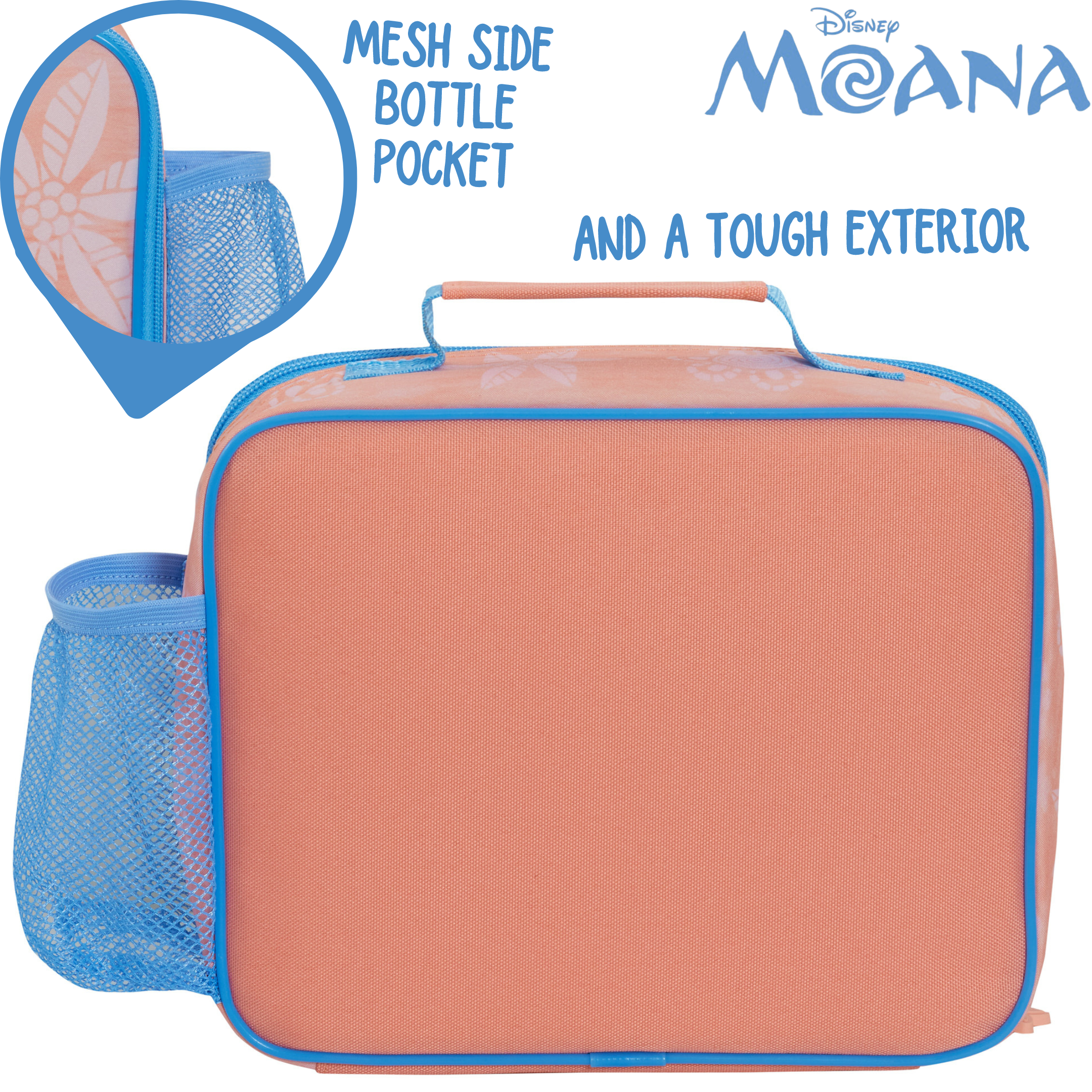 Disney Moana Lunch Bag with Bottle Holder Girls School Insulated Cooler Lunchbox