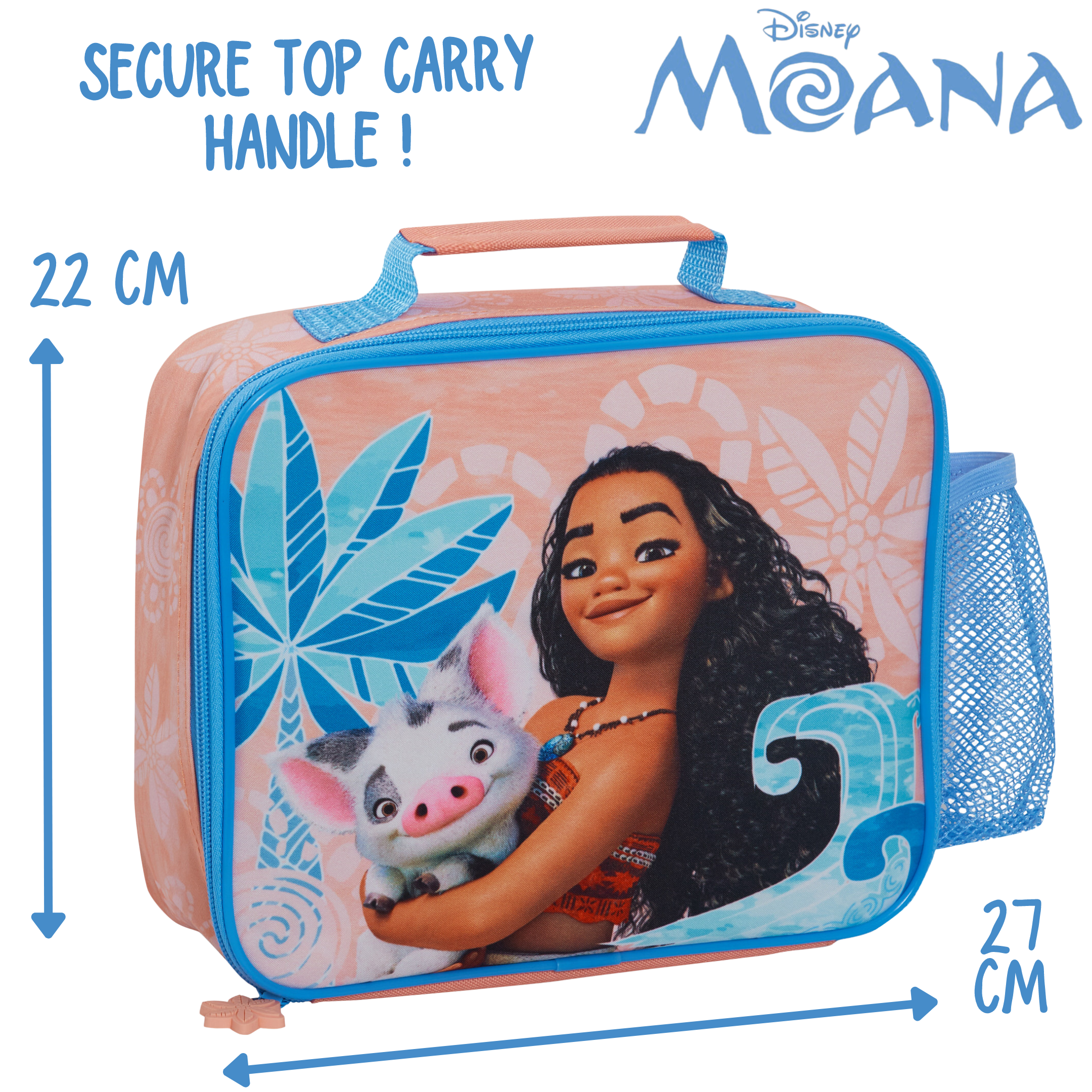 Disney Moana Lunch Bag with Bottle Holder Girls School Insulated Cooler Lunchbox