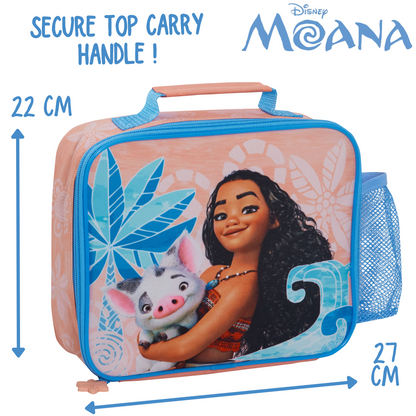 Disney Moana Lunch Bag with Bottle Holder Girls School Insulated Cooler Lunchbox