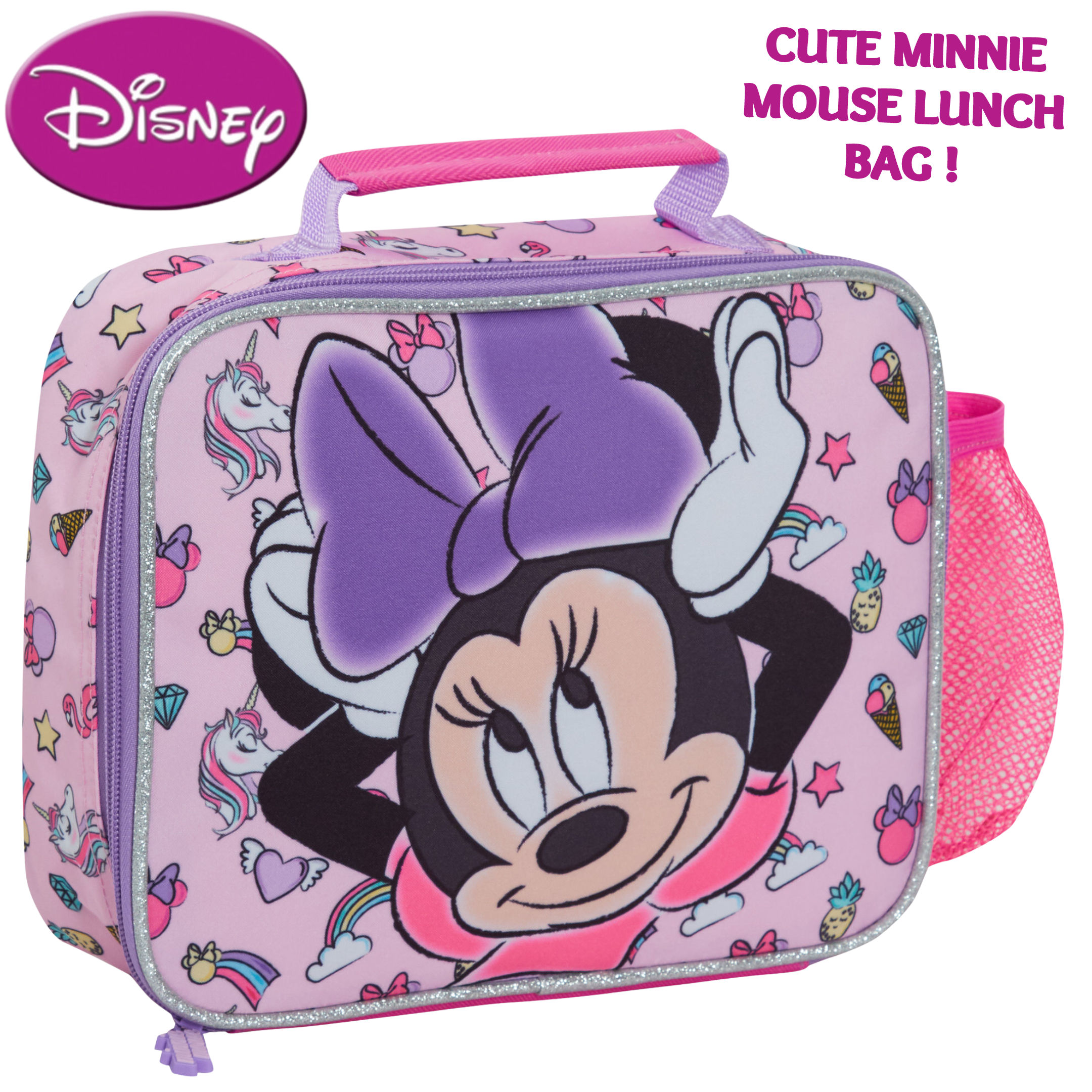 Disney Minnie Mouse Lunch Bag Bottle Holder Nursery Insulated Cooler Lunchbox